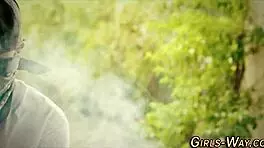 Beautiful tattooed blonde teen in threesome licking pussy