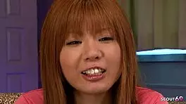 Redhead Skinny Japanese Girl Delivers Intense POV Blowjob with Cumplay in Uncensored JAV