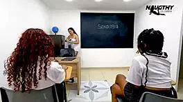 Kinky Teacher Lures Two Lesbian Students Into Seductive Group Play With Toys And Big Asses