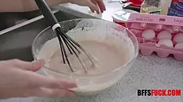 Three Teen 18+ Hot Girls Bake and Shake Booty While Pleasing Their Master