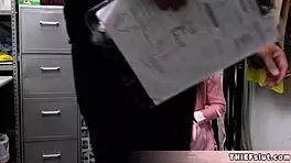 Caught Stealing! Cute Streamer Offers Tiny Pussy To Mall Cop!