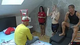 Football Fans Enjoy Threesome with Huge Cock Stepson