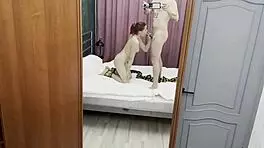 Teen eagerly swallows a thick rod with deep moans