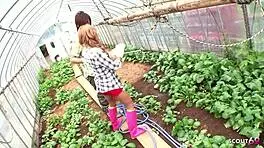 Japanese tanned beauty tricked into risky outdoor creampie fuck by classmate