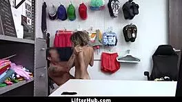 Allie Addison dragged to back office at work. Lifterhub does deep cavity search on her small 18+ tits.