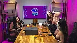 i'm a young latina in lingerie licking big ass and pussy while masturbating tits