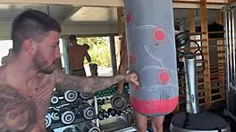 Big Black Cock Shares Girlfriend Andrea Lux in Gym for Double Penetration!