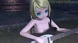 Miku and rin naked dance in public 3d porn with double penetration