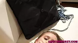 Laney Grey's First Porn Shoot POV Gagging Riding Blowjob