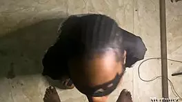 Sexy ebony roommate sucks my cock dry in dorm