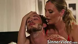 I caugh my cute brunette stepmother and brudder in the act with big cocks and tits