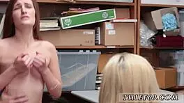 Teen 18+ suspect caught stealing sucks police dick in threesome group scene