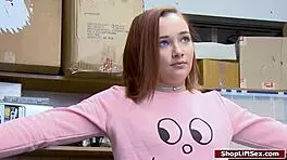 Teen shoplifter in lingerie sucks officer's cock in doggystyle