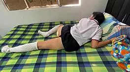 Stepdaughter in uniform knows it makes my dick hard.