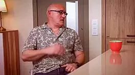 my horny stepgrandpa helped me change into school uniform so i helped his boner