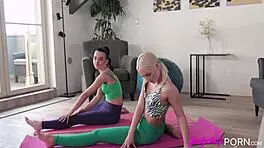 watch her master that perfect yoga pose with flawless form and balance