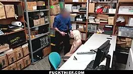 Teen With Piercings And Tattoo Caught Stealing! Tries To Convince Officer Of Innocence With Blowjob And Bent Over Fuck!