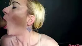 Blonde hottie Keyton gives blowjob and gets warm facial!