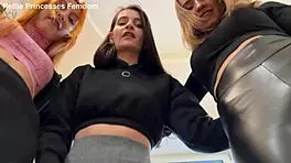 Sniff sweaty asses, pussies, armpits, and socks of three girls in triple POV femdom