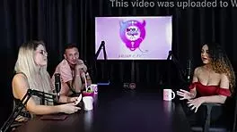 Blonde charllottye in sheer red lingerie at swing house