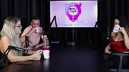 Blonde charllottye in sheer red lingerie at swing house