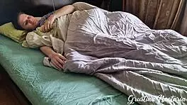 she woke up horny and awoke me with a hard fuck in the bedroom spooning her tanned skinny hardcore cock couple small 18+ waist