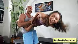 petite curly teen amber summer prepares to handle charles dera's huge dick