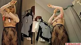Amateur Video of Sexy Naked Blond Trying On Clothes in Public Dressing Room