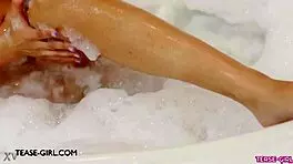 Delightful young brunette model took bath