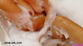 Delightful young brunette model took bath