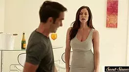 lovely stepsis enjoys getting screwed in missionary position, her big tits bouncing.