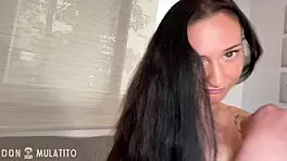 Sexy spanish teen rides hard then takes huge cumshot in mouth