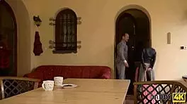 Daddy4k Handsome Man Dominates Two Dazzling Teens 18+ In Relaxed Living Room 3Some!