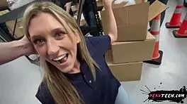 Damn! Sneaky Fucking My Hot Teen 18+ Coworker in Warehouse Went Wrong!