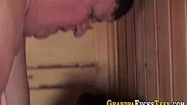 Horny Teen Sucking Grandfather's Cock With Intense Passion And Cumshot