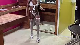 Hard anal for hot black brunette