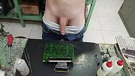 Blasting huge cumshot on client's machine