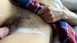 Wow, Stepdad Pounds Hairy Asian Teen Pussy Up Close!