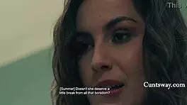 Watch this tiny lesbian strap on and fuck that dainty cunt!