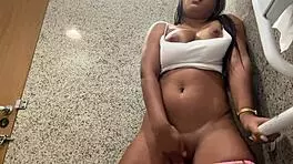 Conversational Brazilian Teen 18+ Couldn't Resist Masturbating in Shopping Mall Bathroom