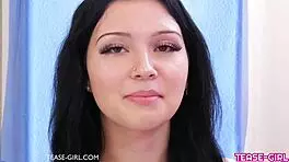 Hey, you gotta see this teen brunette, she's amazing on the sofa!