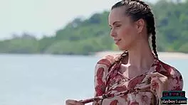 Two Ukrainian milf babes, Jana Bubu and Elina Love, strip down for softcore teasing.