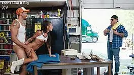 Hell yeah! Ryan Reid gets choked and deepthroated in Truckstop Fuckeries Vol 1 by Brazzers!