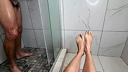 young milf teases big cock with feet before riding