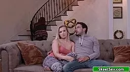 bailey shares her boyfriend with her slutty stepmom in a threesome with deepthroat and blowjob