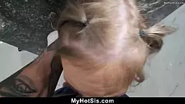 Caught stepbrother jerking off with my panties!