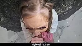 Caught stepbrother jerking off with my panties!