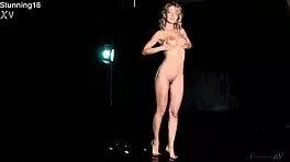 Beautiful blonde teen plays naked in the water