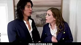 Familystrike - blonde teen stepsister bangs with girlfriend and others join! 😍