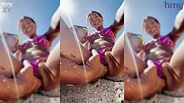 Fingering this sexy Latina on the beach during spring break.